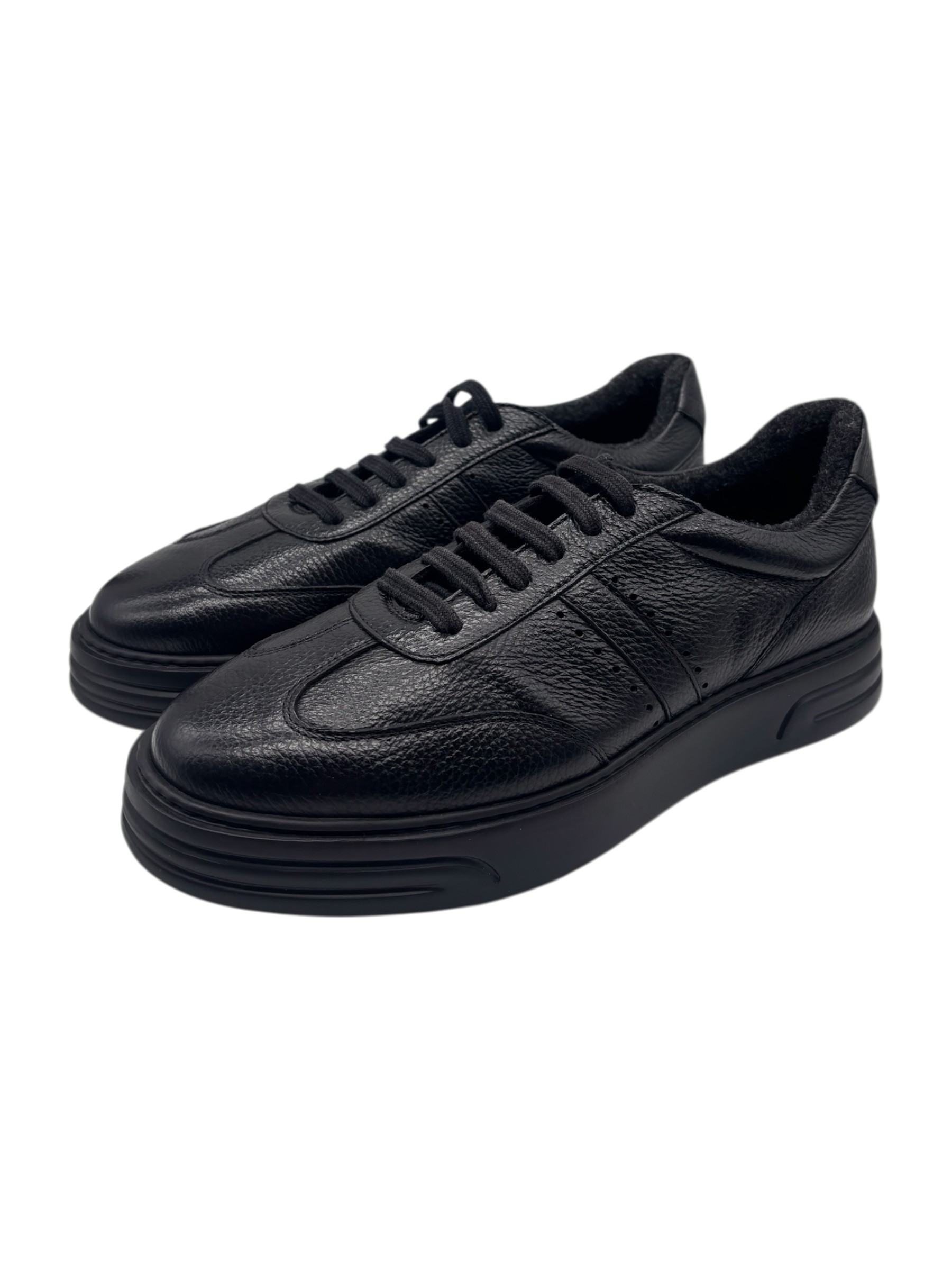 Brecos - Sneakers uomo in pelle martellata nera - 42