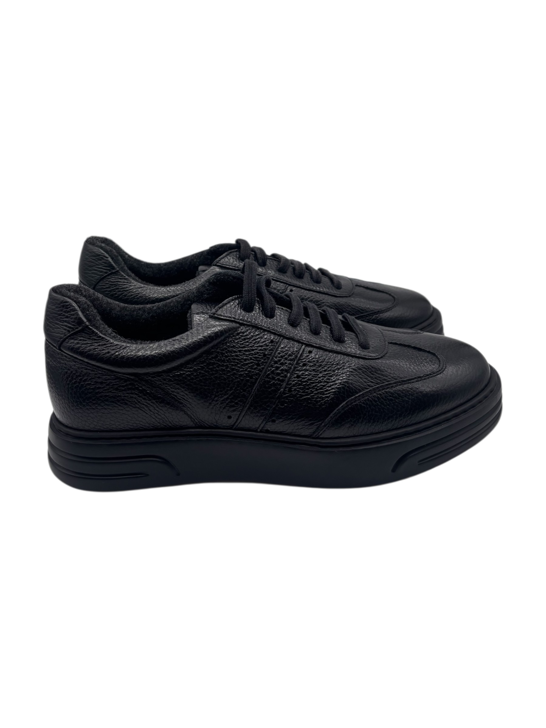 Brecos - Sneakers uomo in pelle martellata nera - 42 - immagine 3