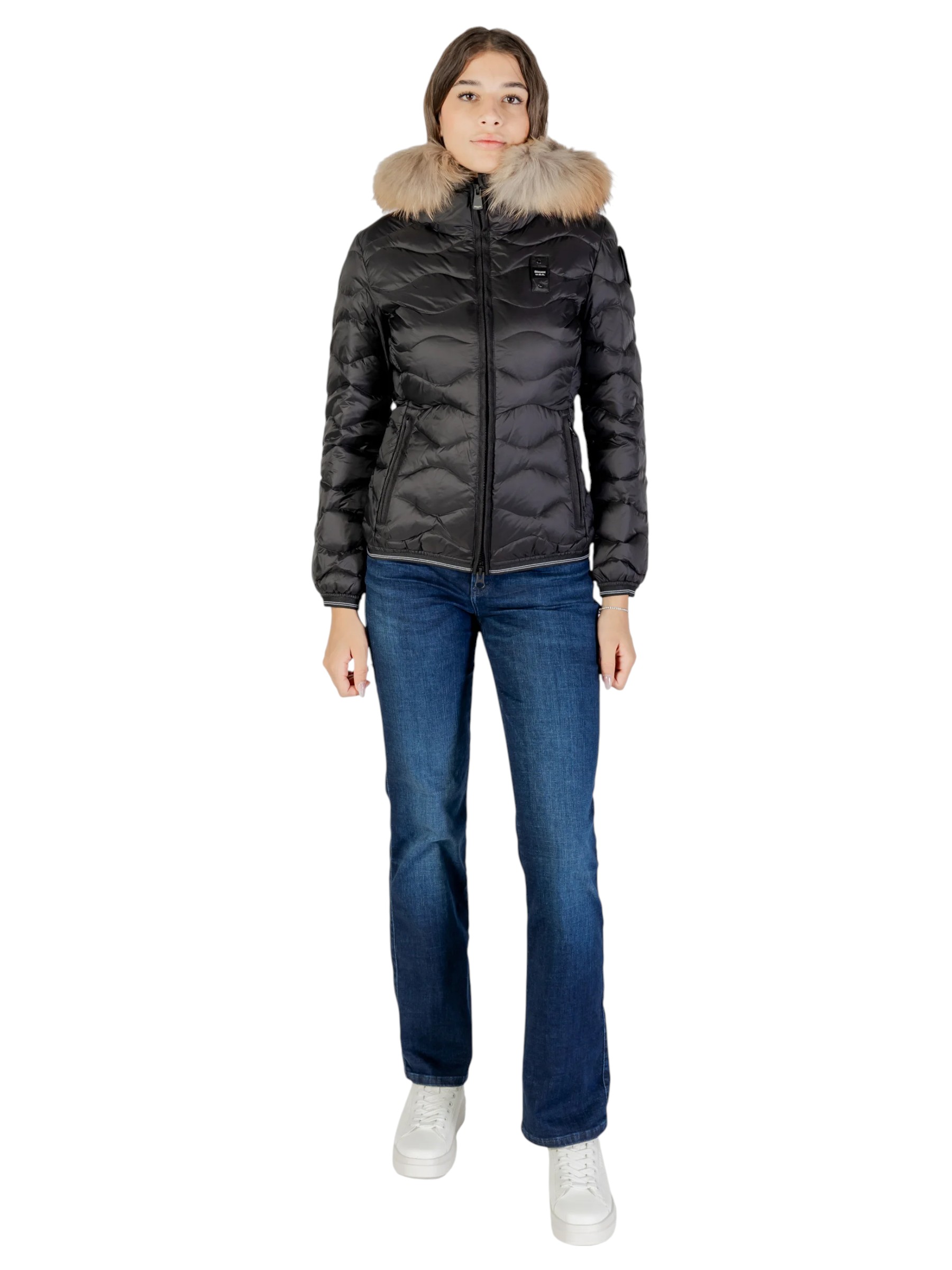 Blauer - Giubbotto nero donna con bordo in pelliccia murmasky - L - immagine 4