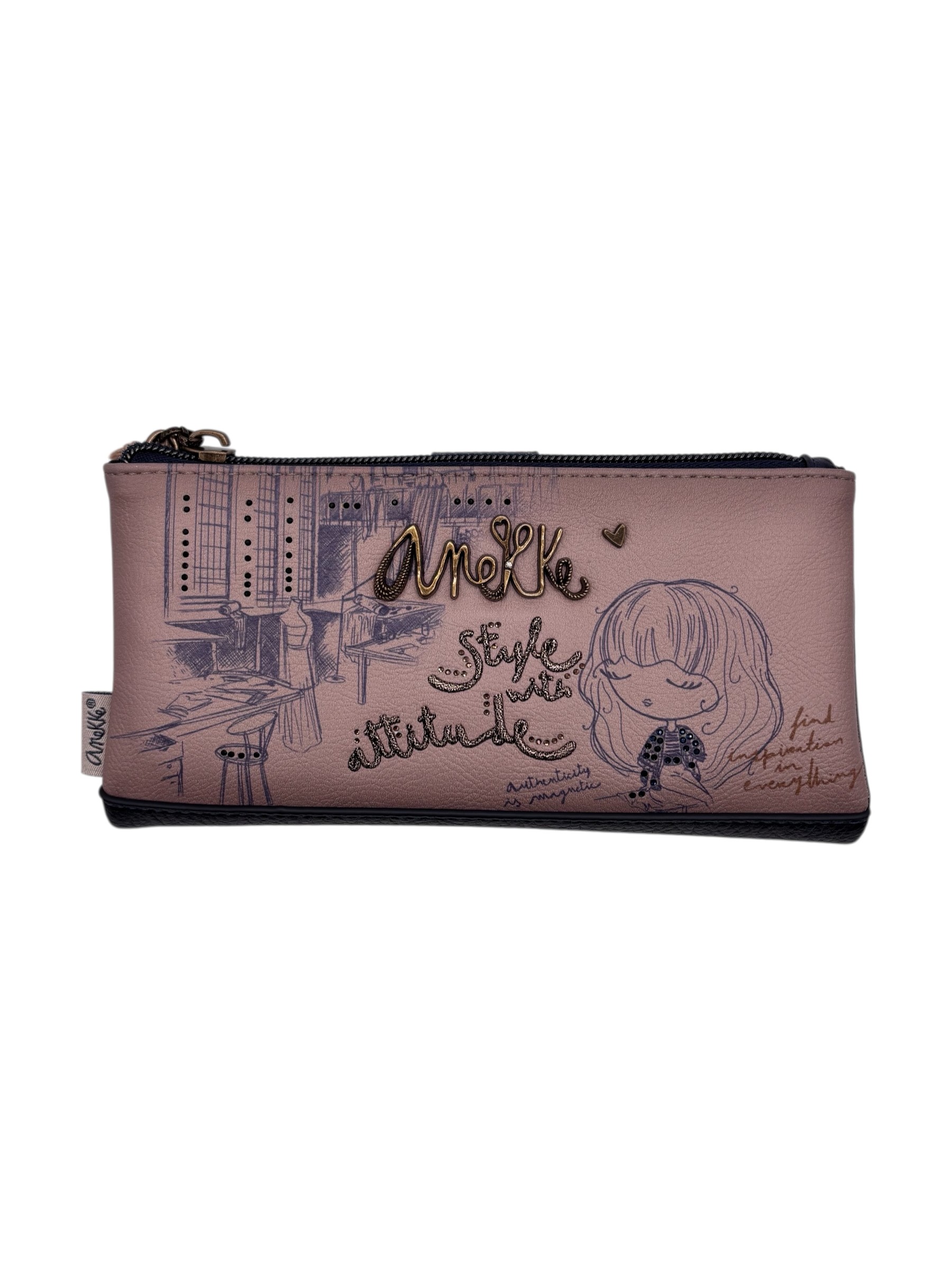 Anekke - Portafoglio grande flessibile RFID Studio