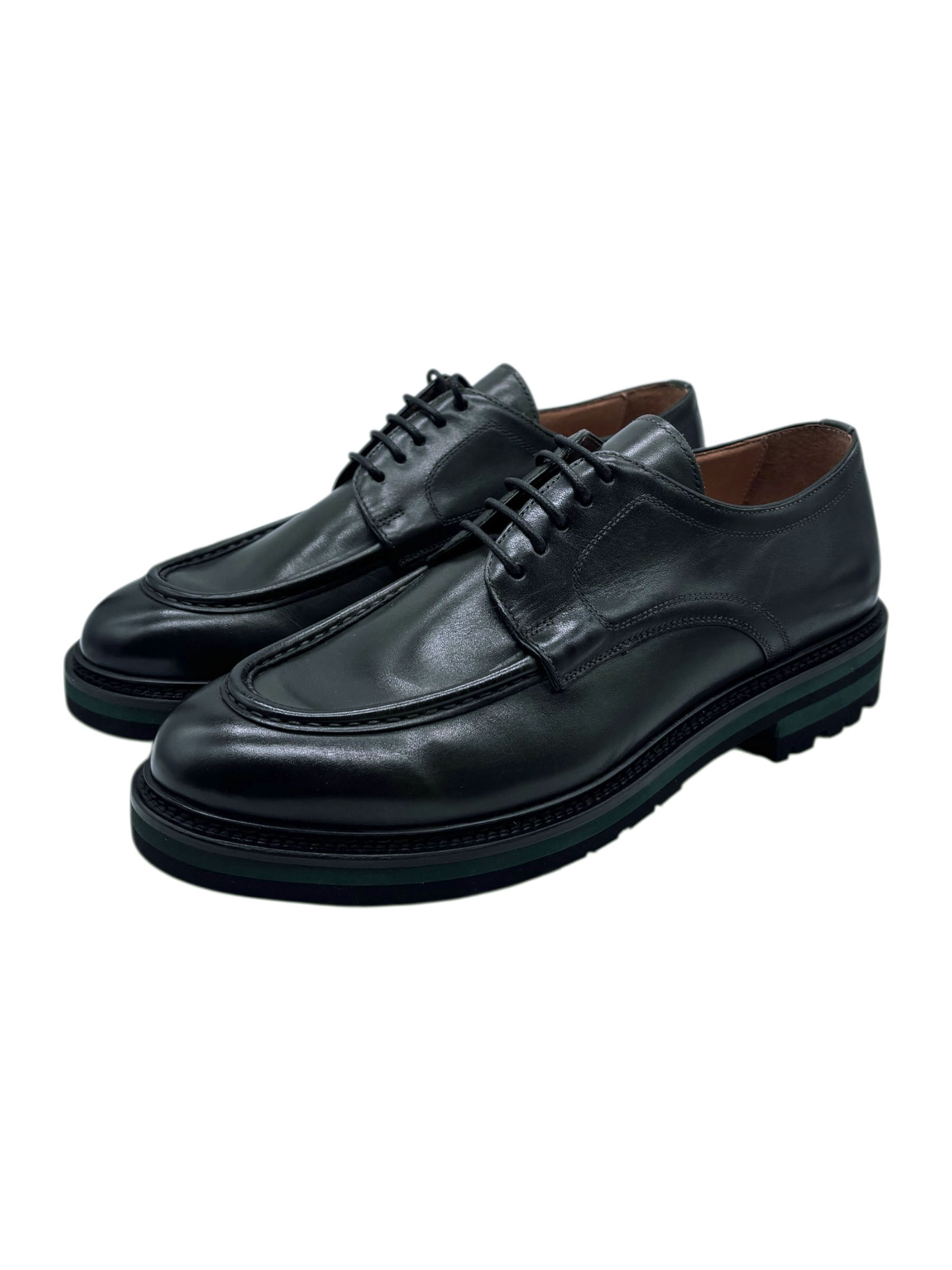 Brecos - Scarpe derby uomo in pelle verde - 42