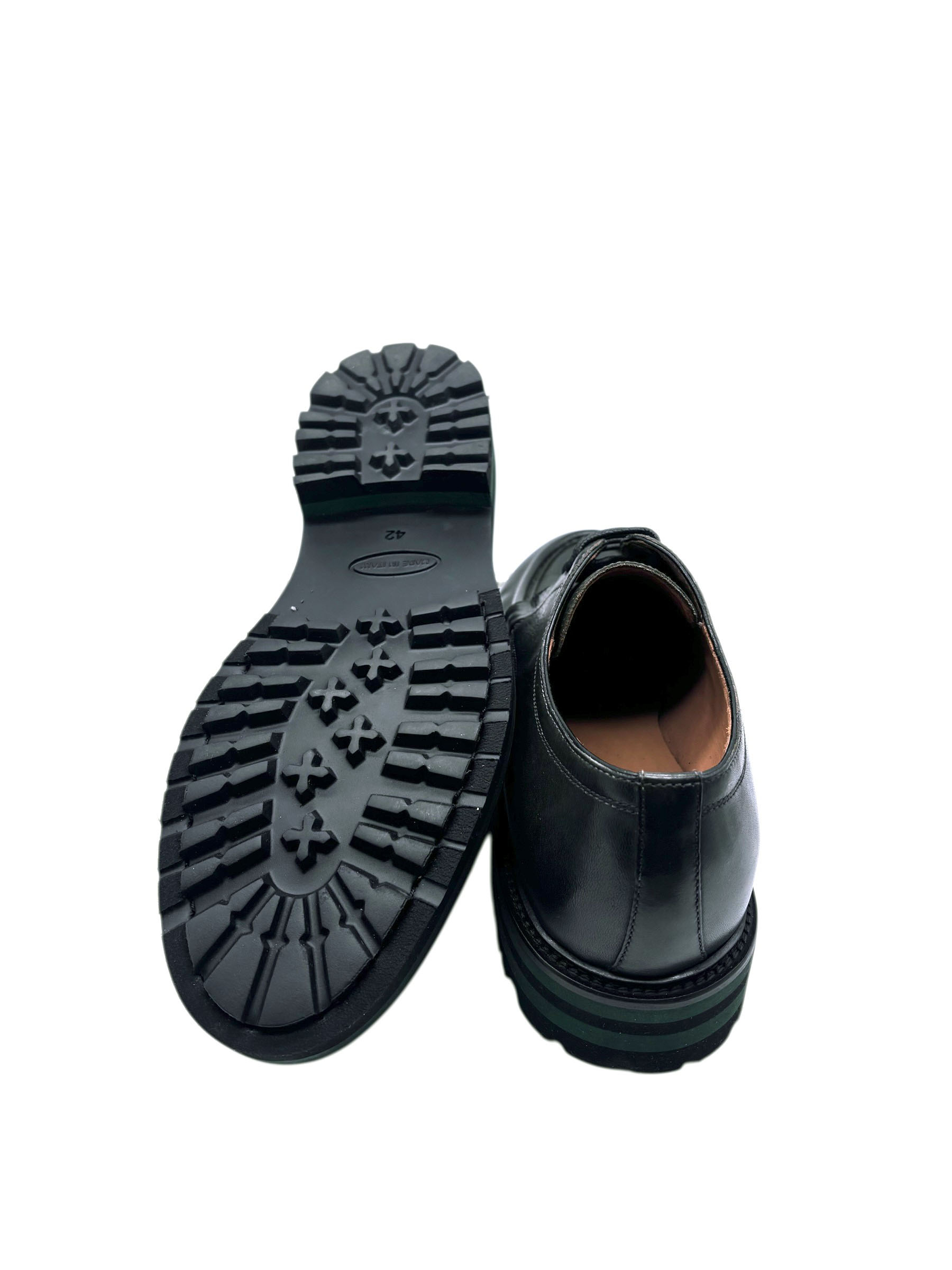 Brecos - Scarpe derby uomo in pelle verde - 42 - immagine 4