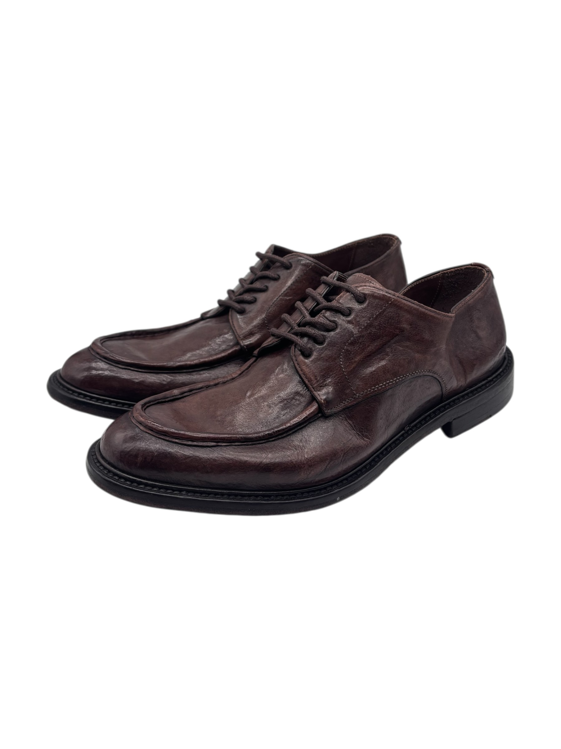 Brecos - Scarpe stringate uomo in pelle spazzolata testa di moro - 42