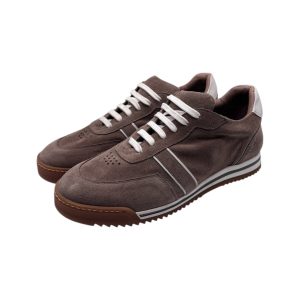 Brecos - Sneakers uomo in pelle scamosciata tortora - 42
