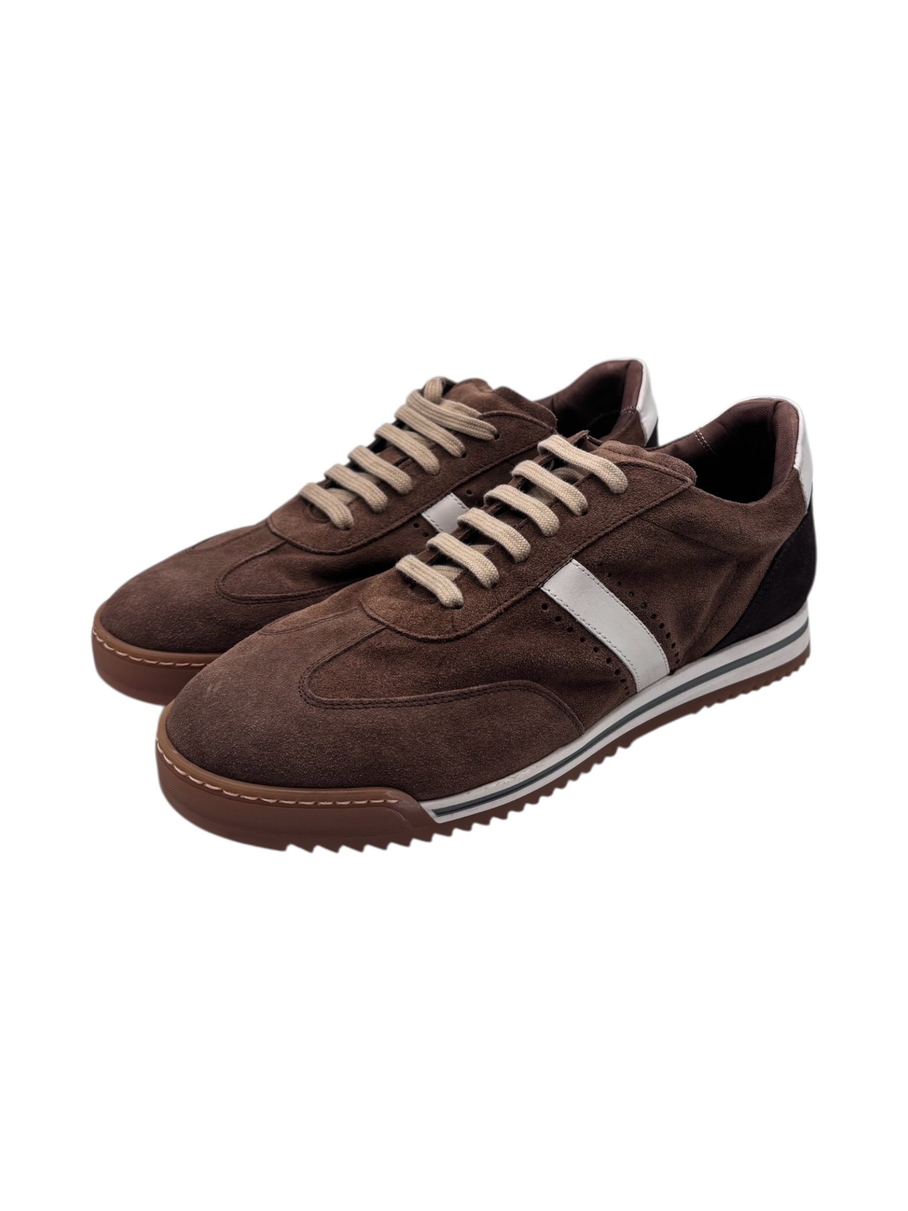 Brecos - Sneakers uomo in pelle scamosciata tabacco – 42