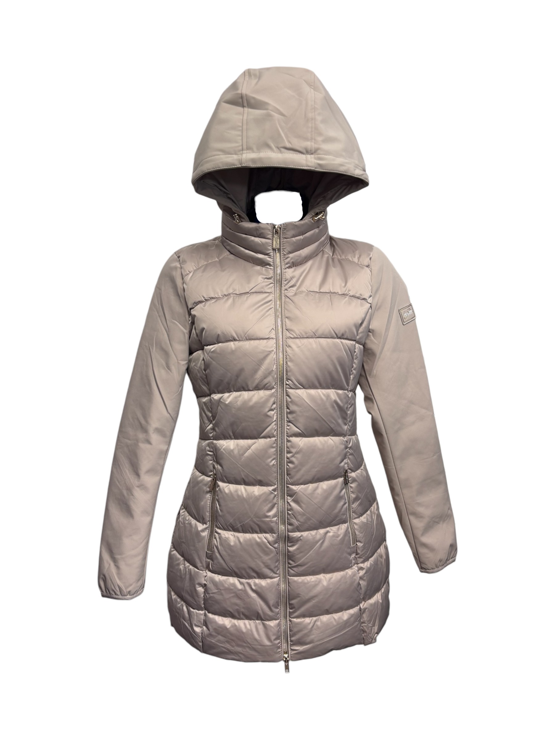 Yes Zee – Giubbotto beige lungo donna con cappuccio - M