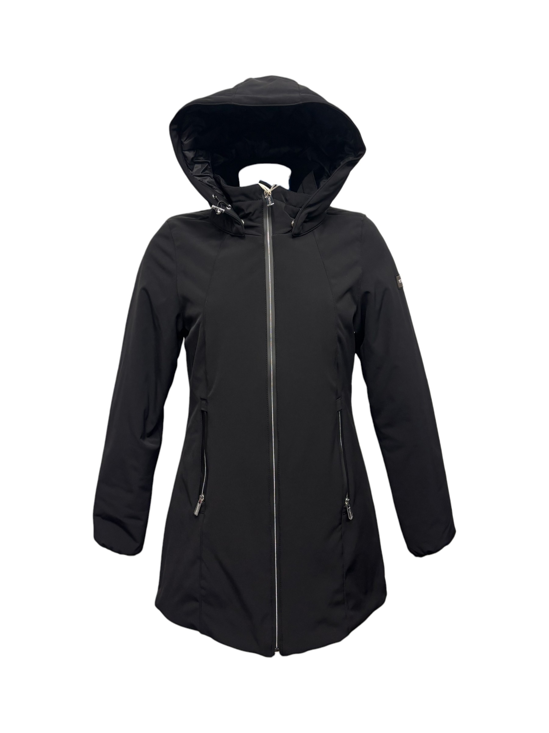 Yes Zee - Giubbotto nero lungo donna in softshell - L