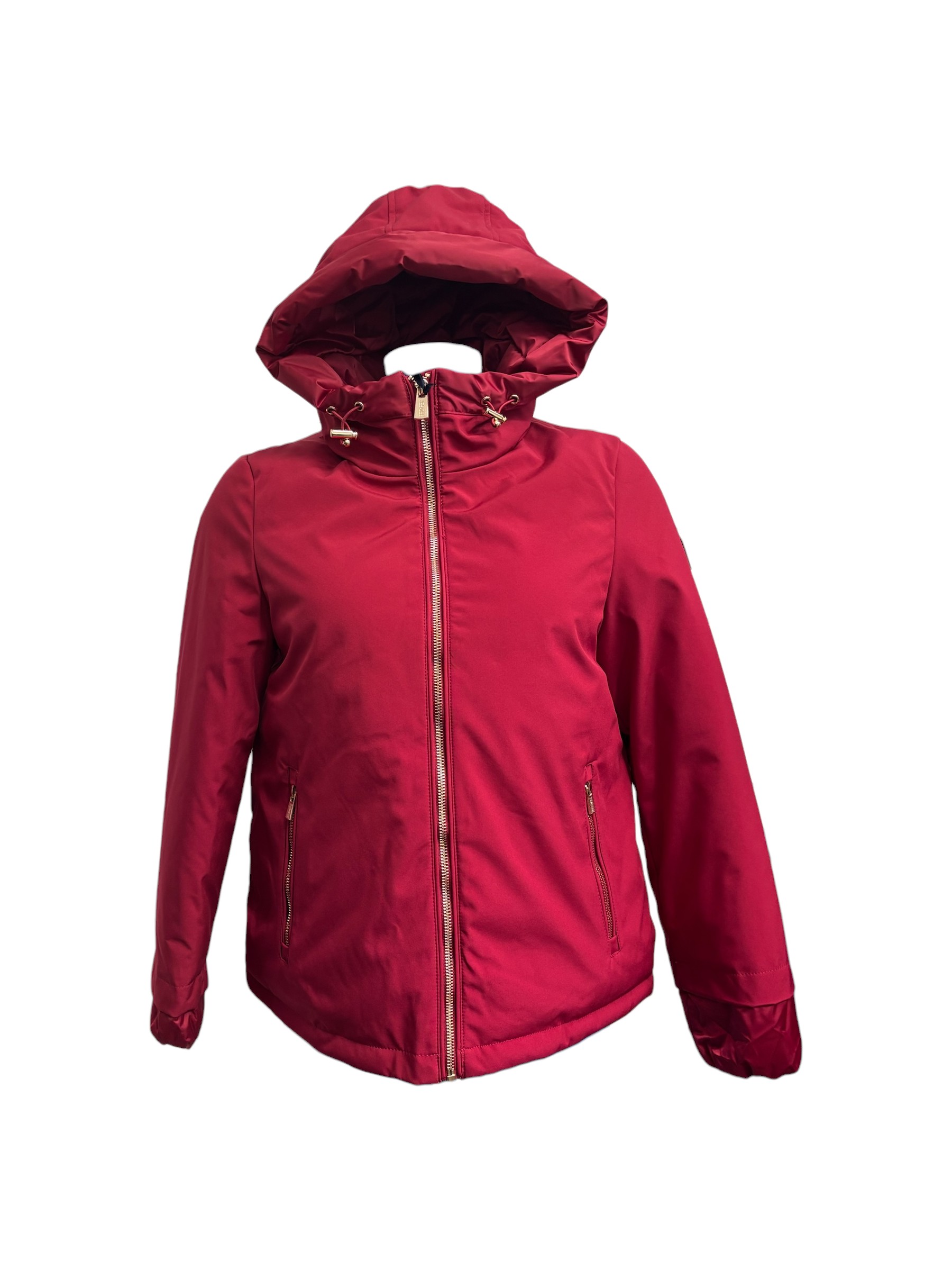 Yes Zee - Giubbino rosso rubino donna con cappuccio