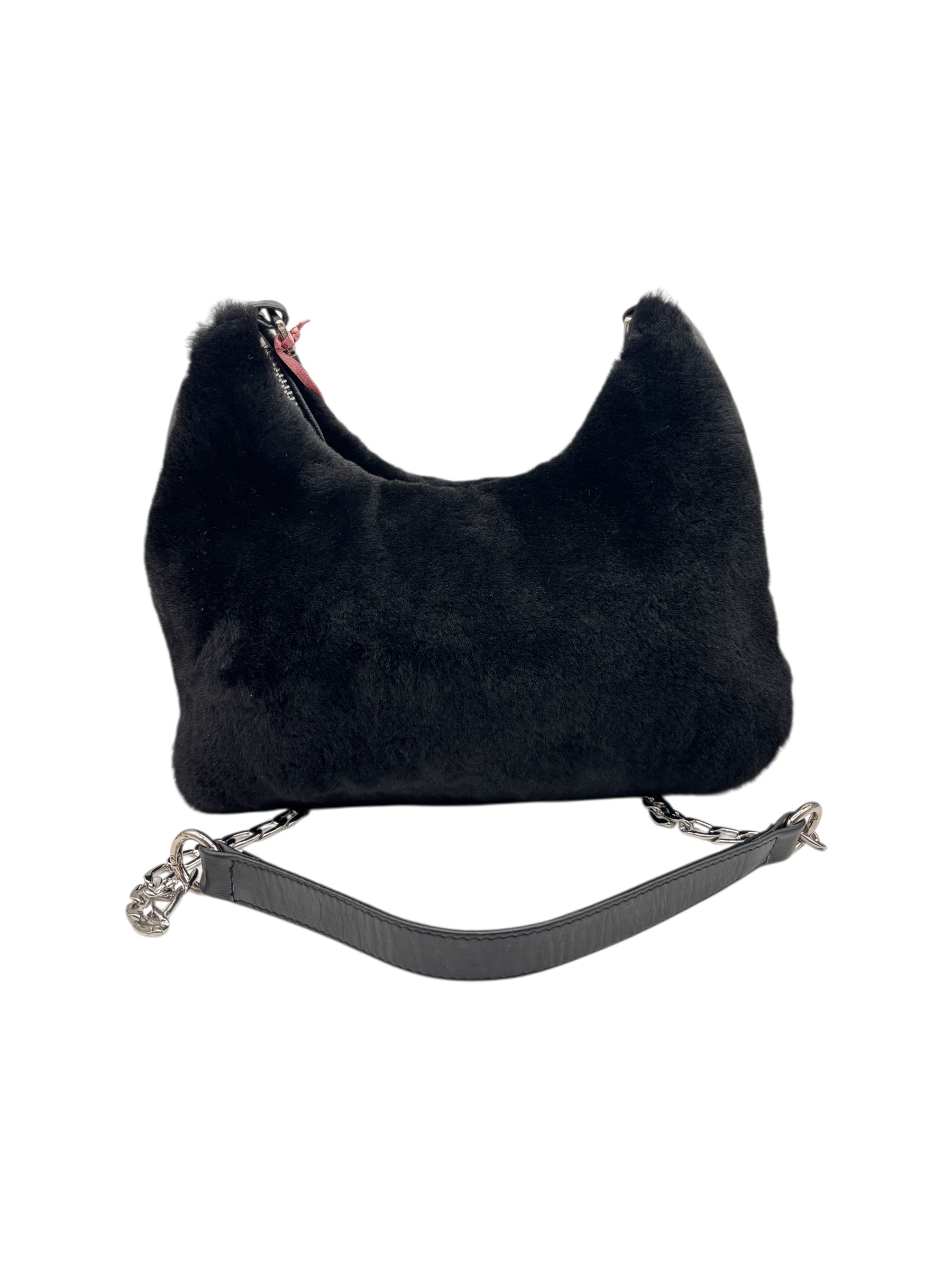 Raphael - Borsa a tracolla in pelle e montone nero