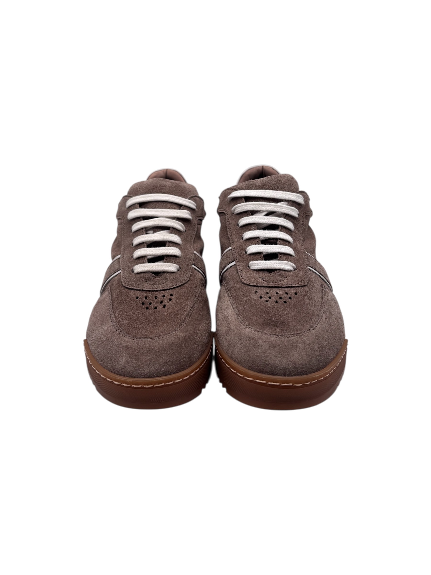 Brecos - Sneakers uomo in pelle scamosciata tortora - 42 - immagine 2
