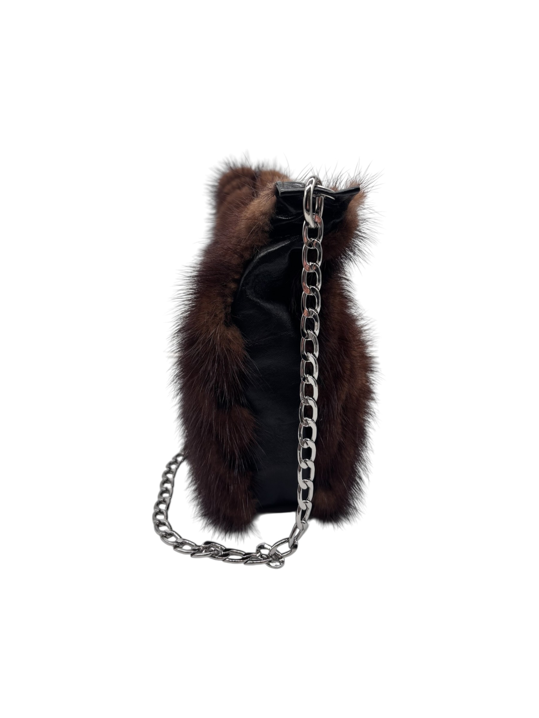 Raphael - Borsa a tracolla in pelle e visone - immagine 2