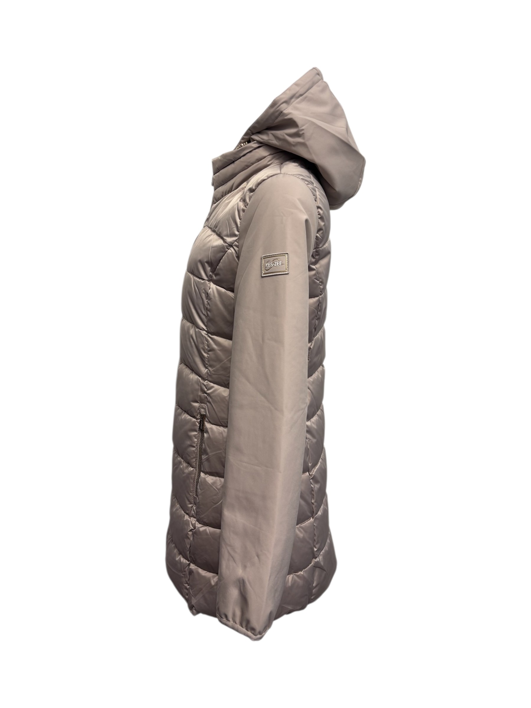 Yes Zee – Giubbotto beige lungo donna con cappuccio - M - immagine 2