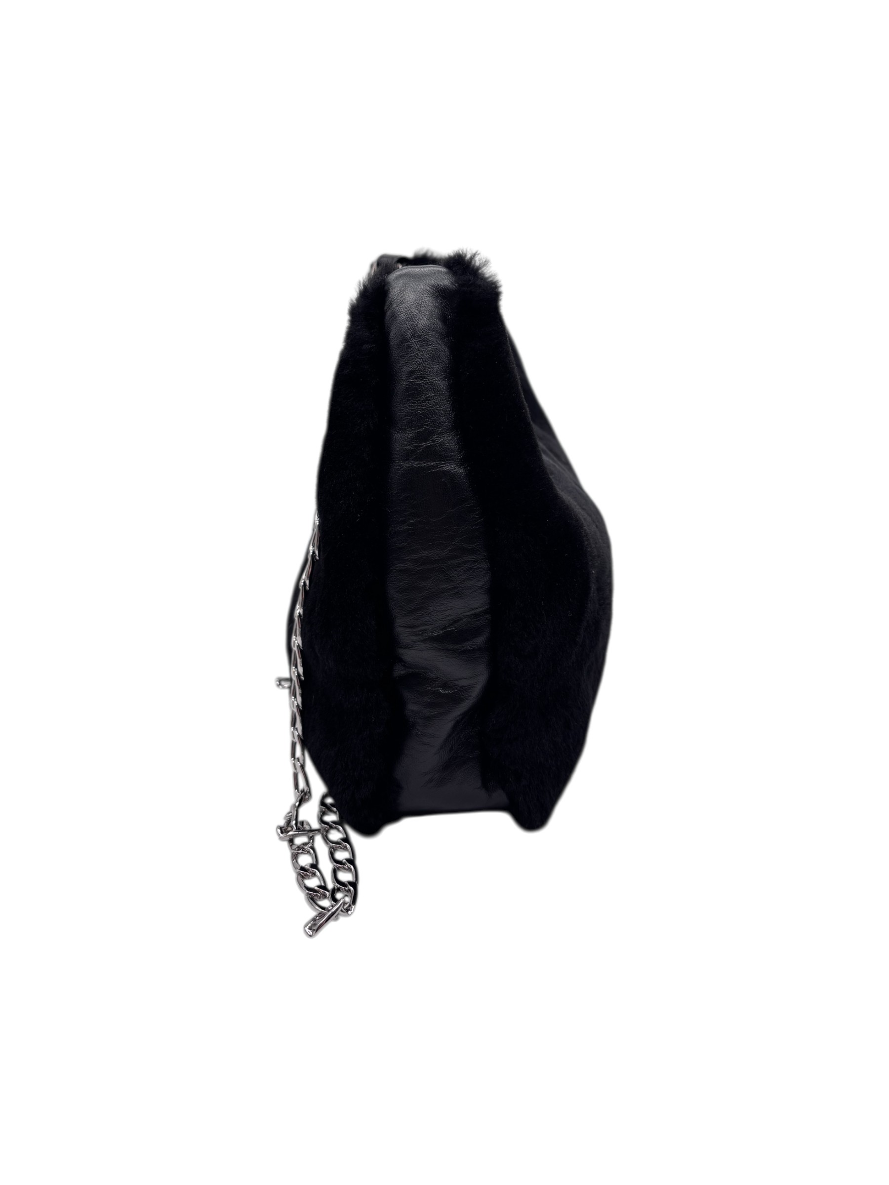 Raphael - Borsa a tracolla in pelle e montone nero - immagine 2