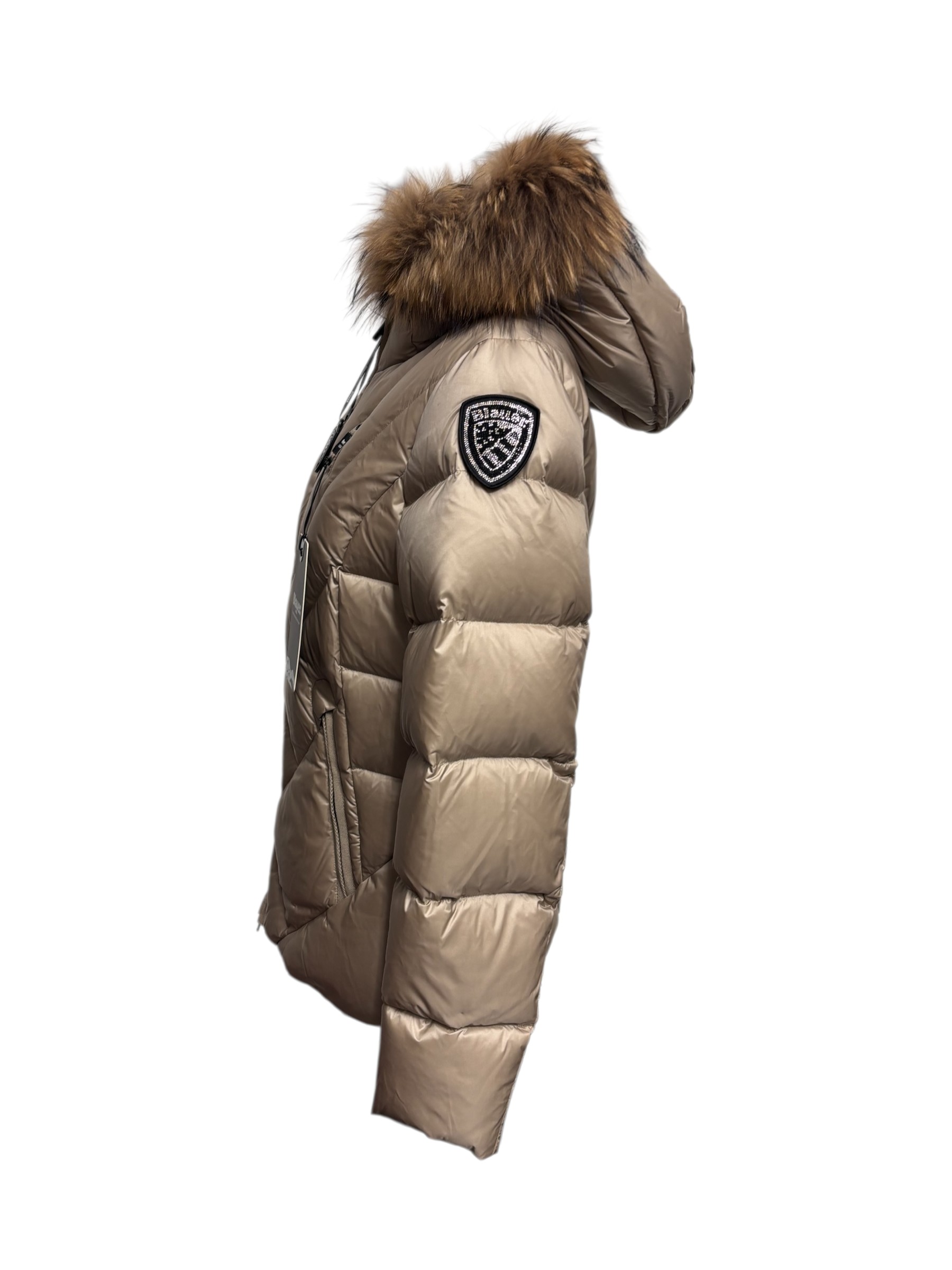 Blauer - Giubbotto beige donna con bordo in pelliccia - immagine 2