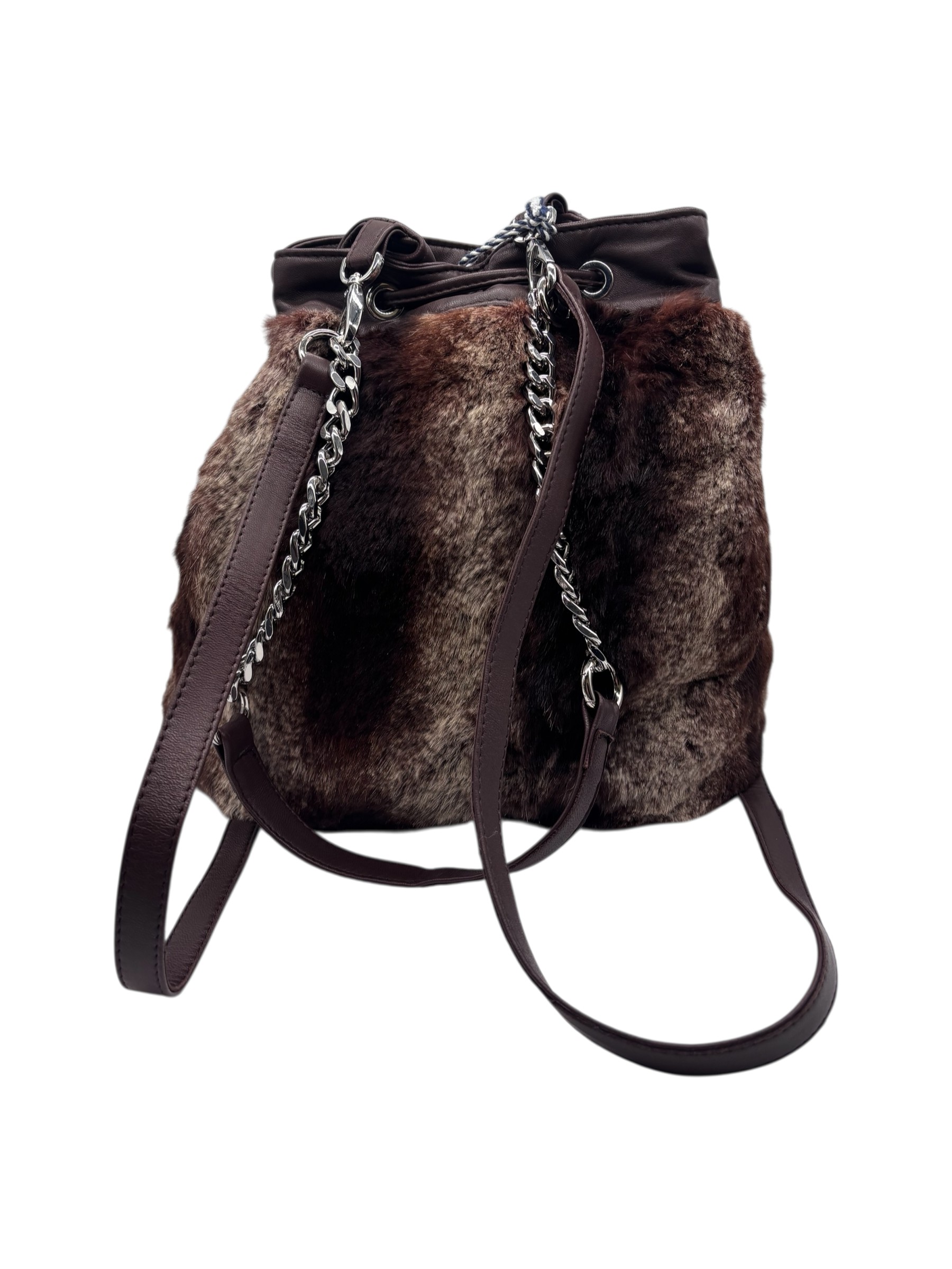 Raphael - Borsa a secchiello in pelle e lapin rasato - immagine 3