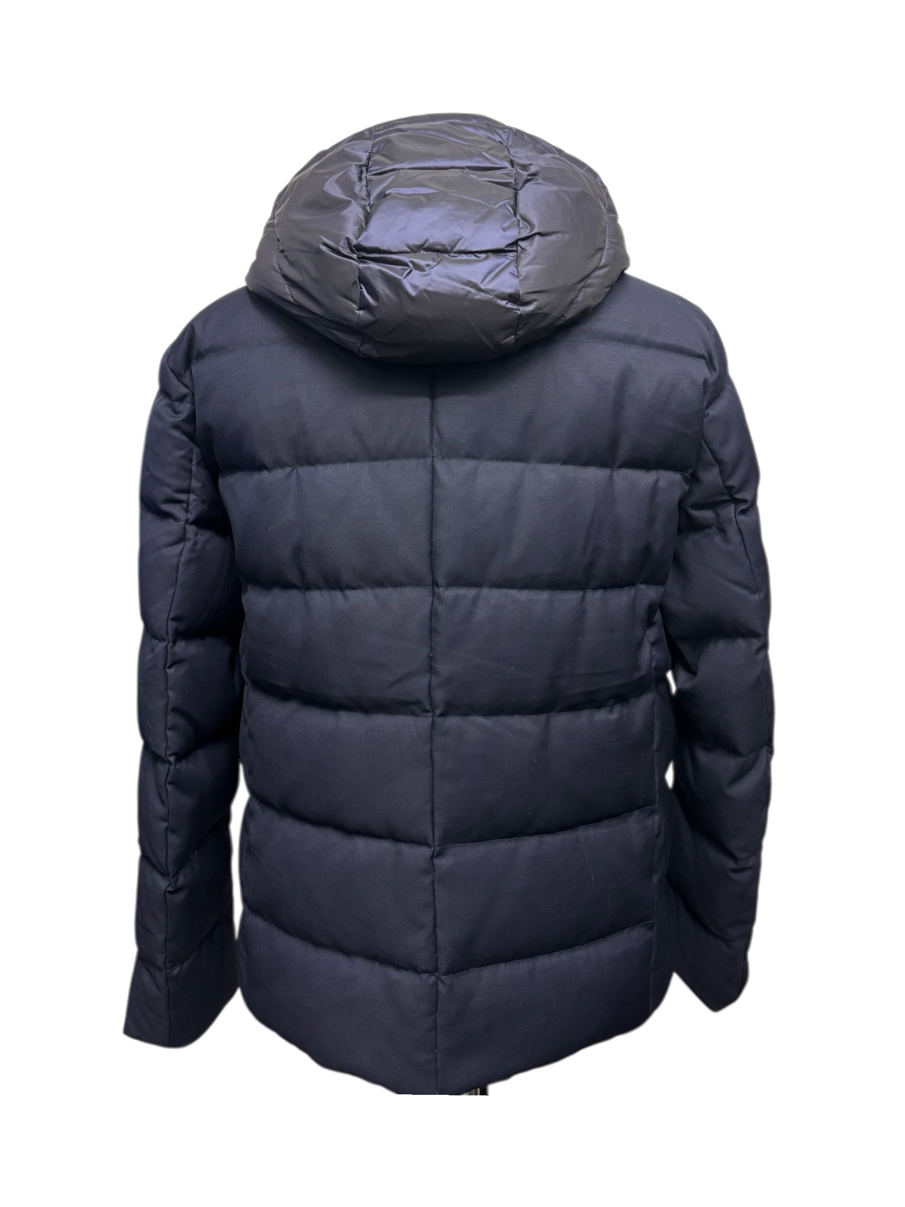 Harmont&Blaine - Piumino uomo in lana tecnica blu con cappuccio - immagine 3