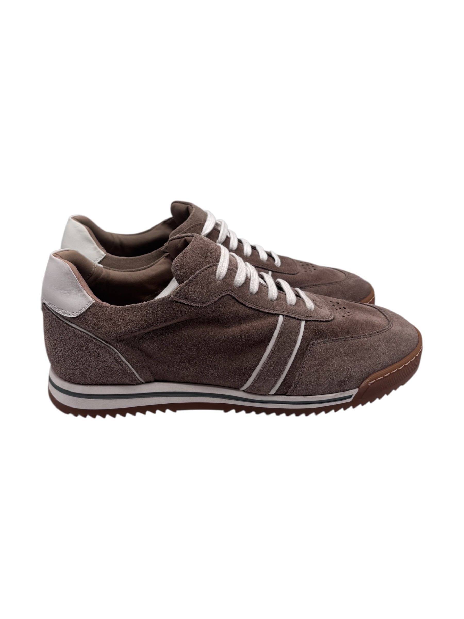 Brecos - Sneakers uomo in pelle scamosciata tortora - 42 - immagine 3