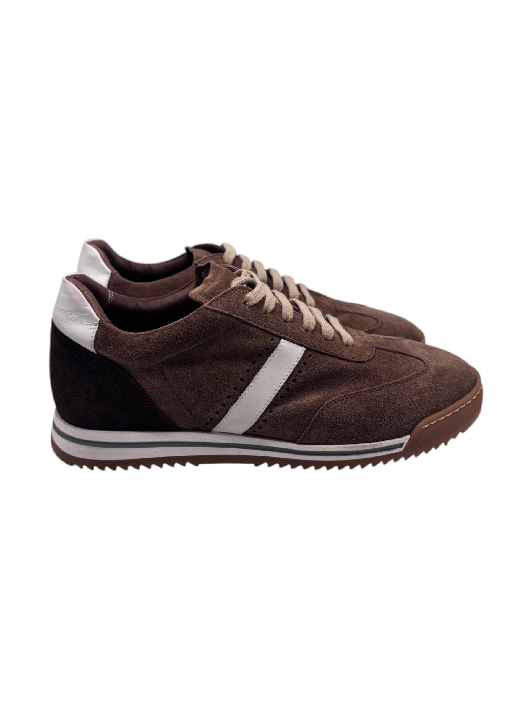 Brecos - Sneakers uomo in pelle scamosciata tabacco – 42 - immagine 3