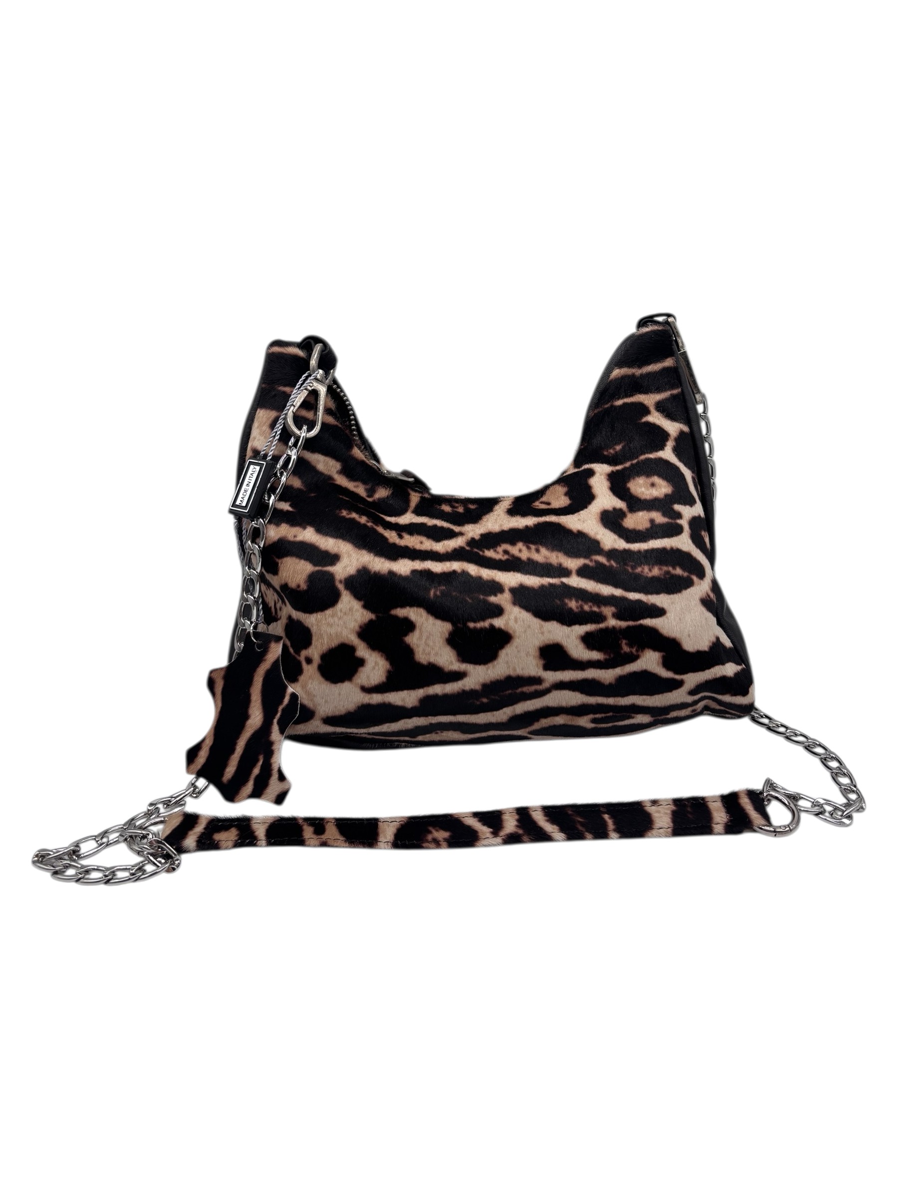 Raphael - Borsa a tracolla in pelle e cavallino leopardato - immagine 3