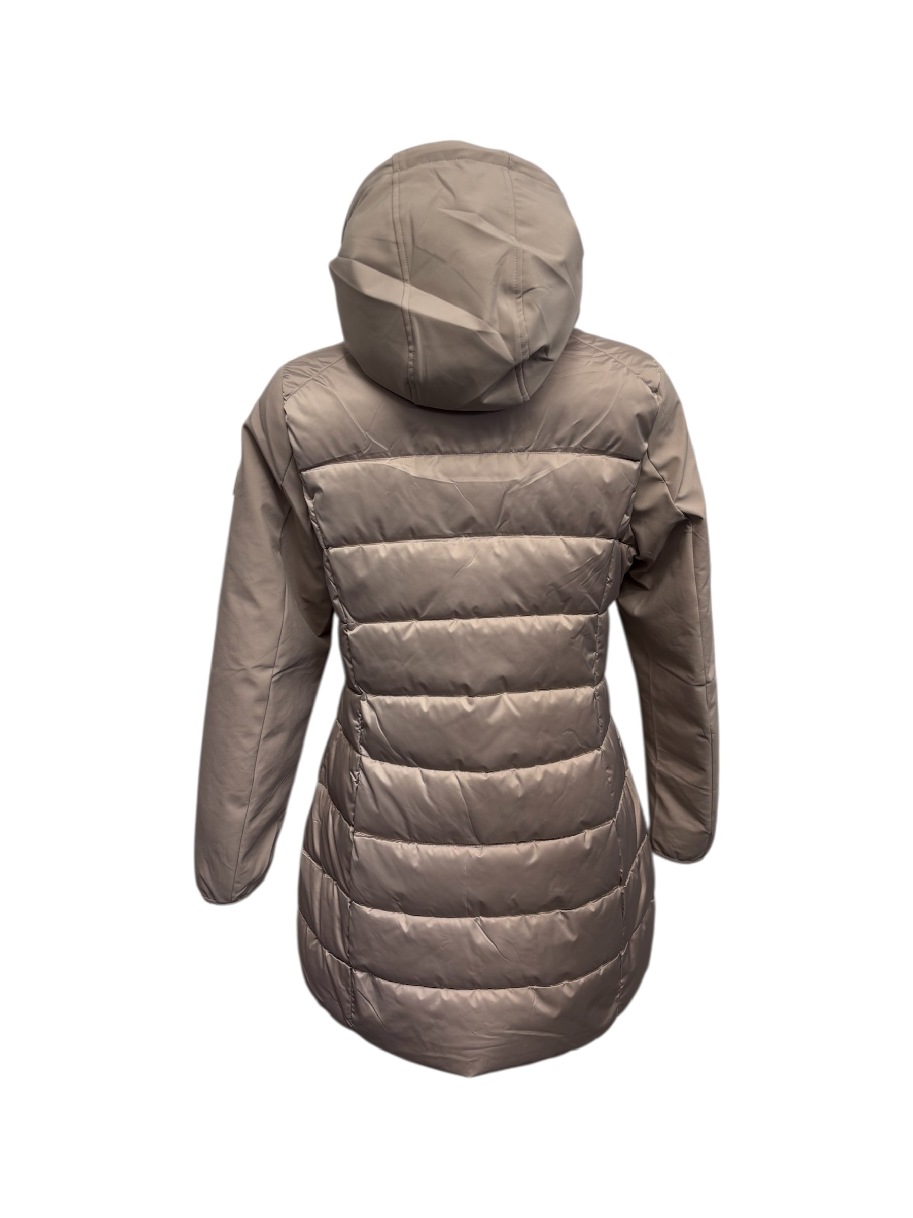 Yes Zee – Giubbotto beige lungo donna con cappuccio - M - immagine 3