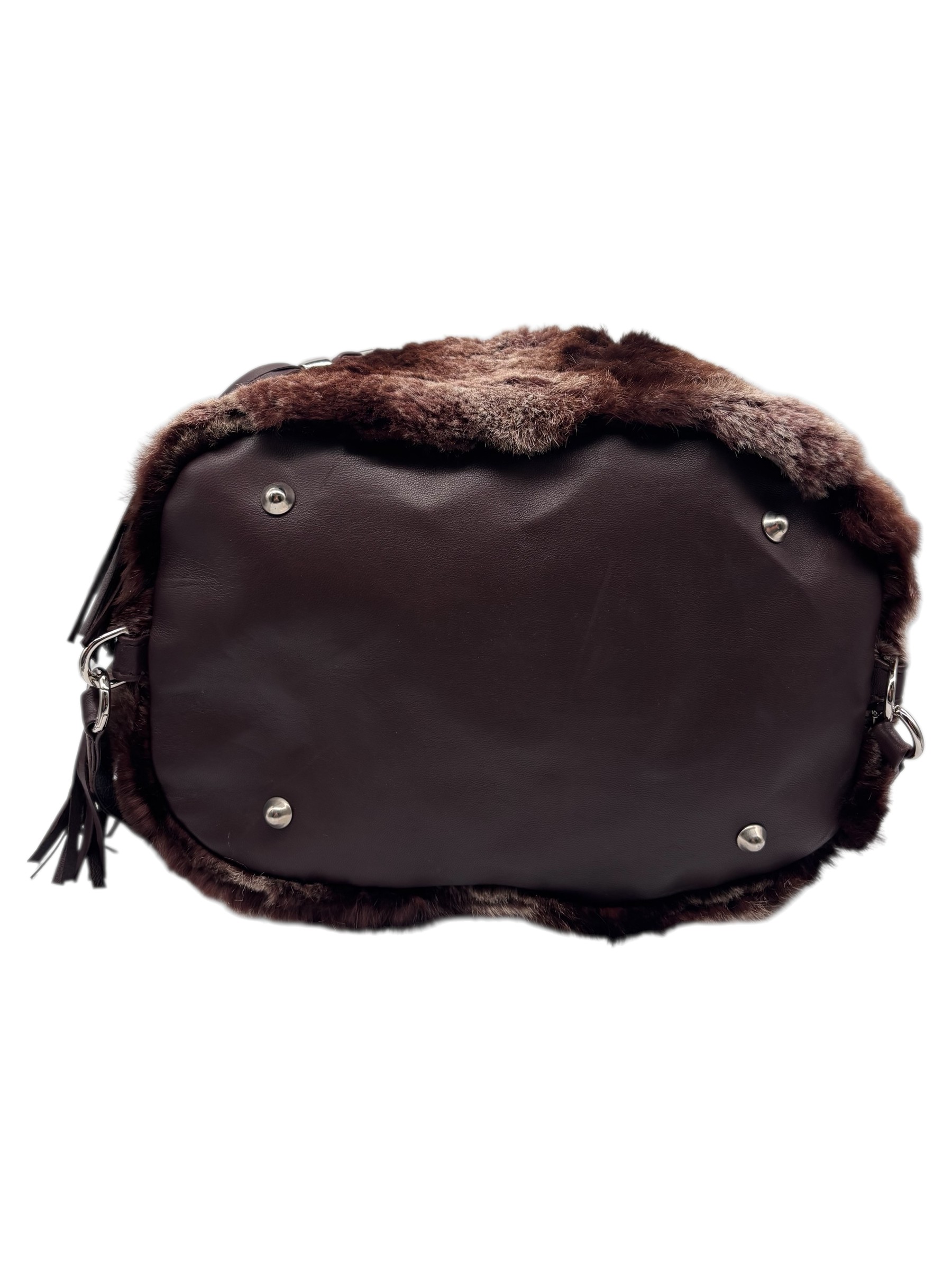 Raphael - Borsa a secchiello in pelle e lapin rasato - immagine 4