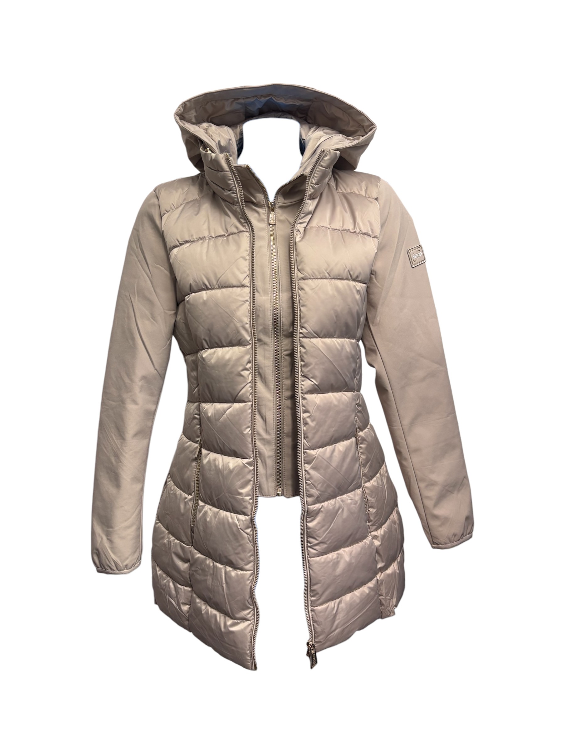 Yes Zee – Giubbotto beige lungo donna con cappuccio - M - immagine 4