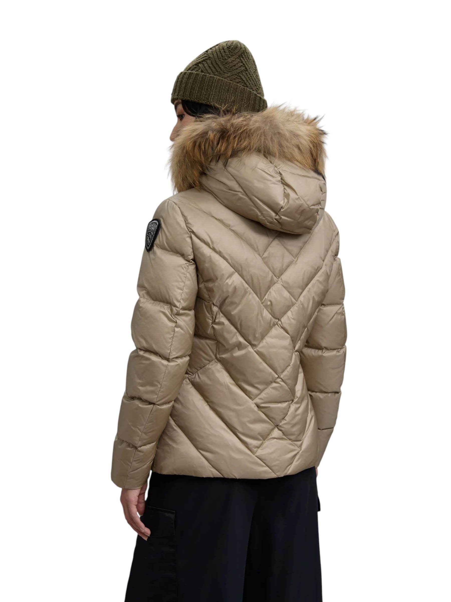 Blauer - Giubbotto beige donna con bordo in pelliccia - immagine 5