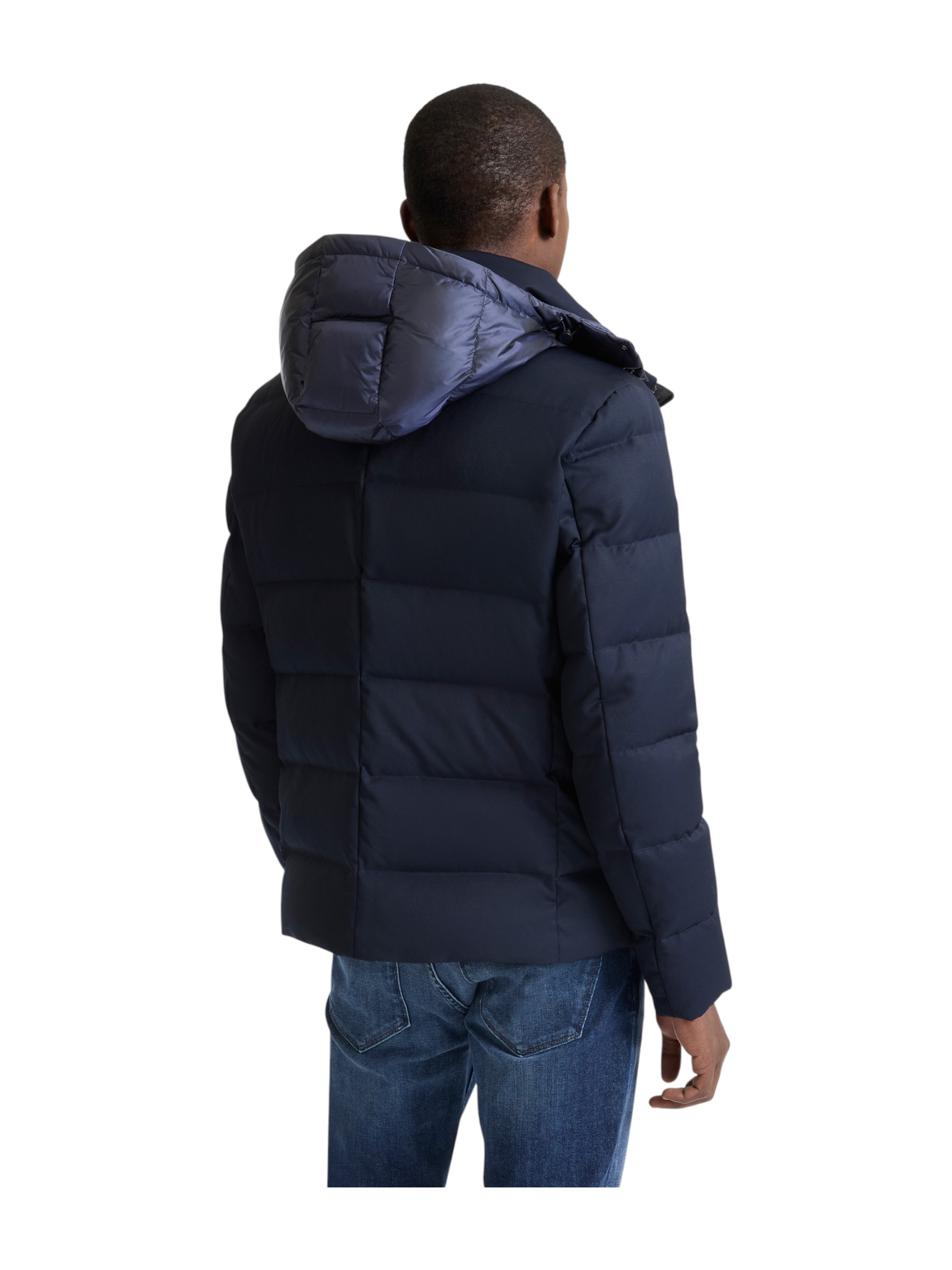 Harmont&Blaine - Piumino uomo in lana tecnica blu con cappuccio - immagine 5