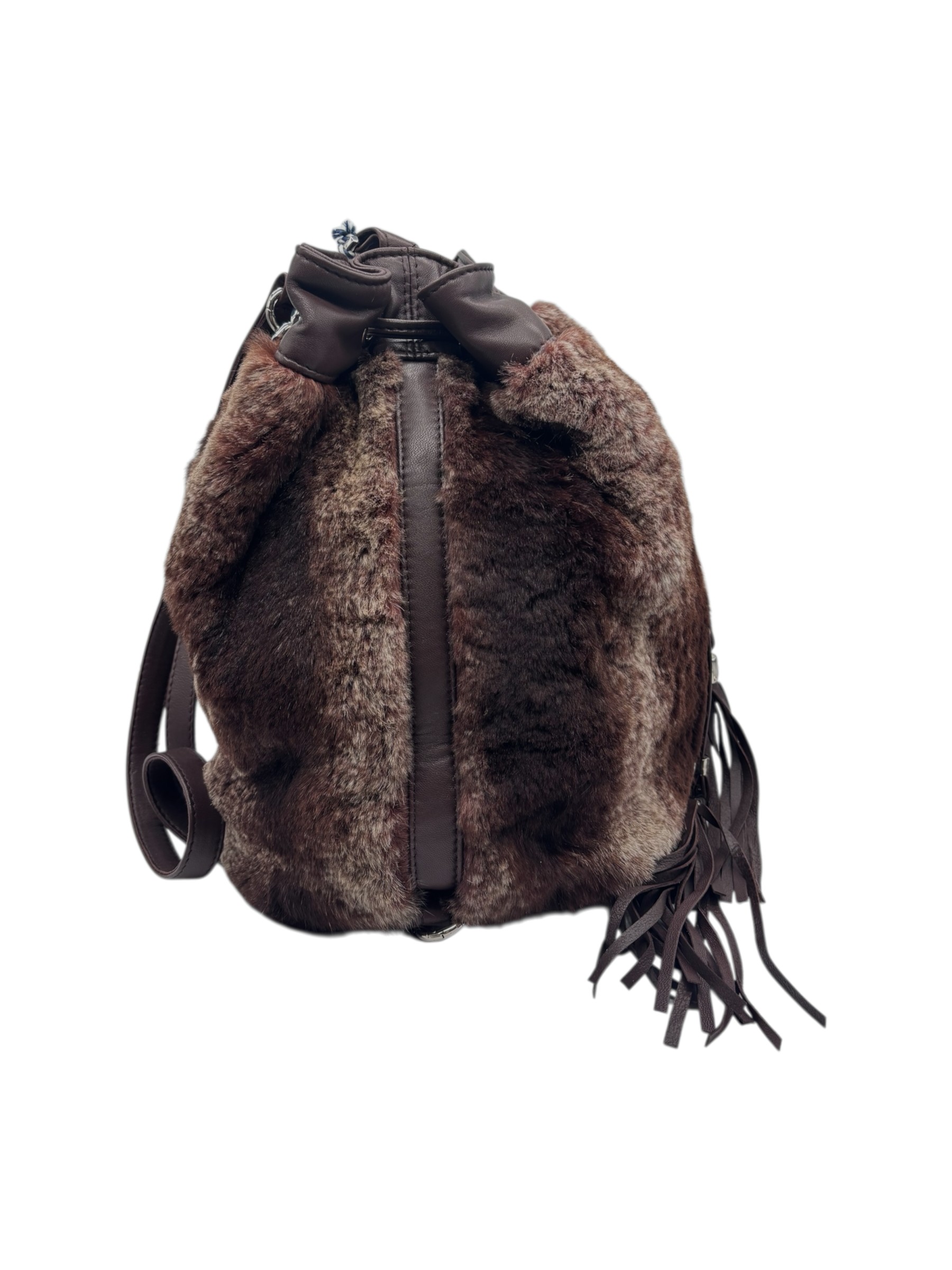 Raphael - Borsa a secchiello in pelle e lapin rasato - immagine 2