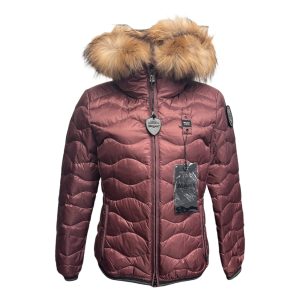 Blauer - Giubbotto bordeaux donna con bordo in pelliccia - S