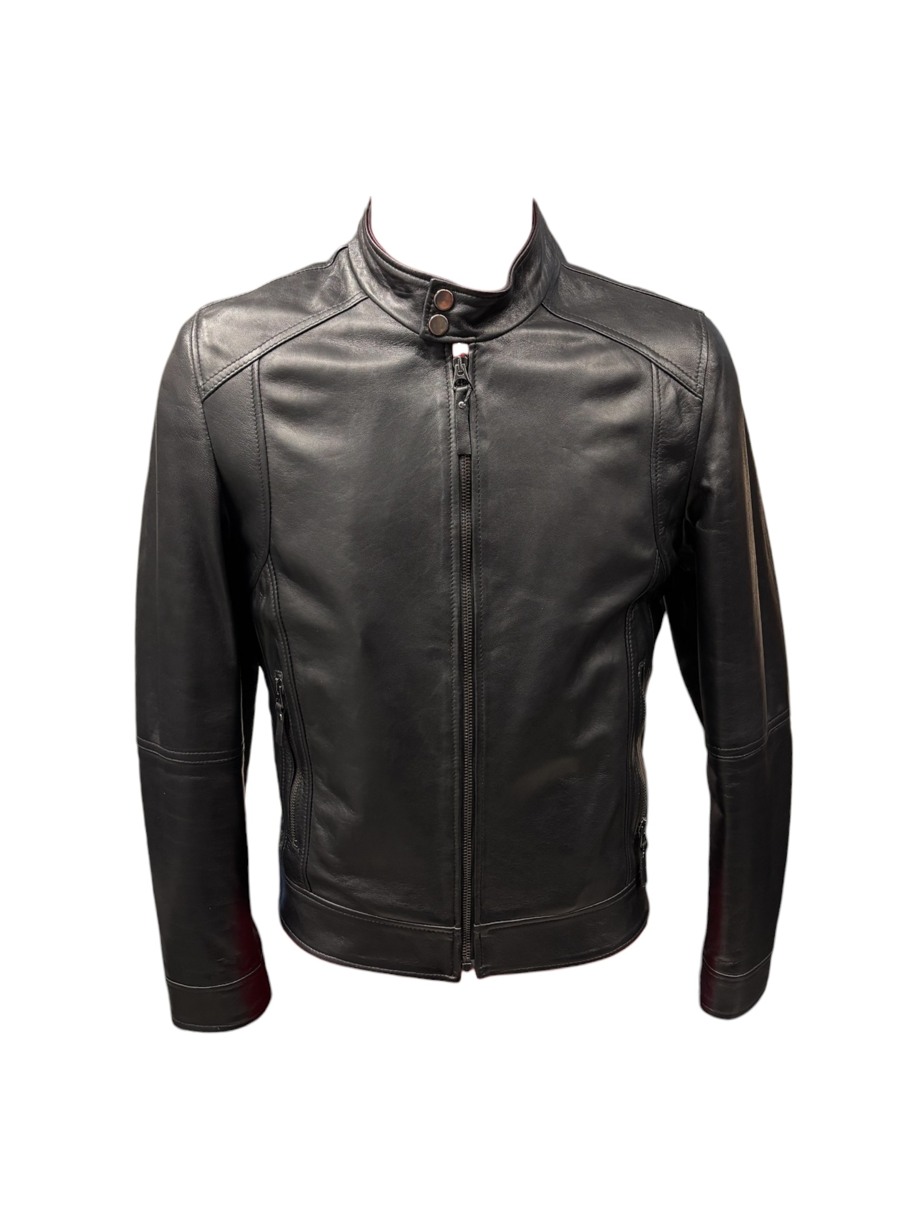 Raphael - Giubbino in pelle nera uomo - 48