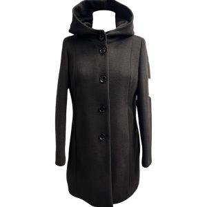 Federica Garoni - Cappotto nero con cappuccio modello Passiflora