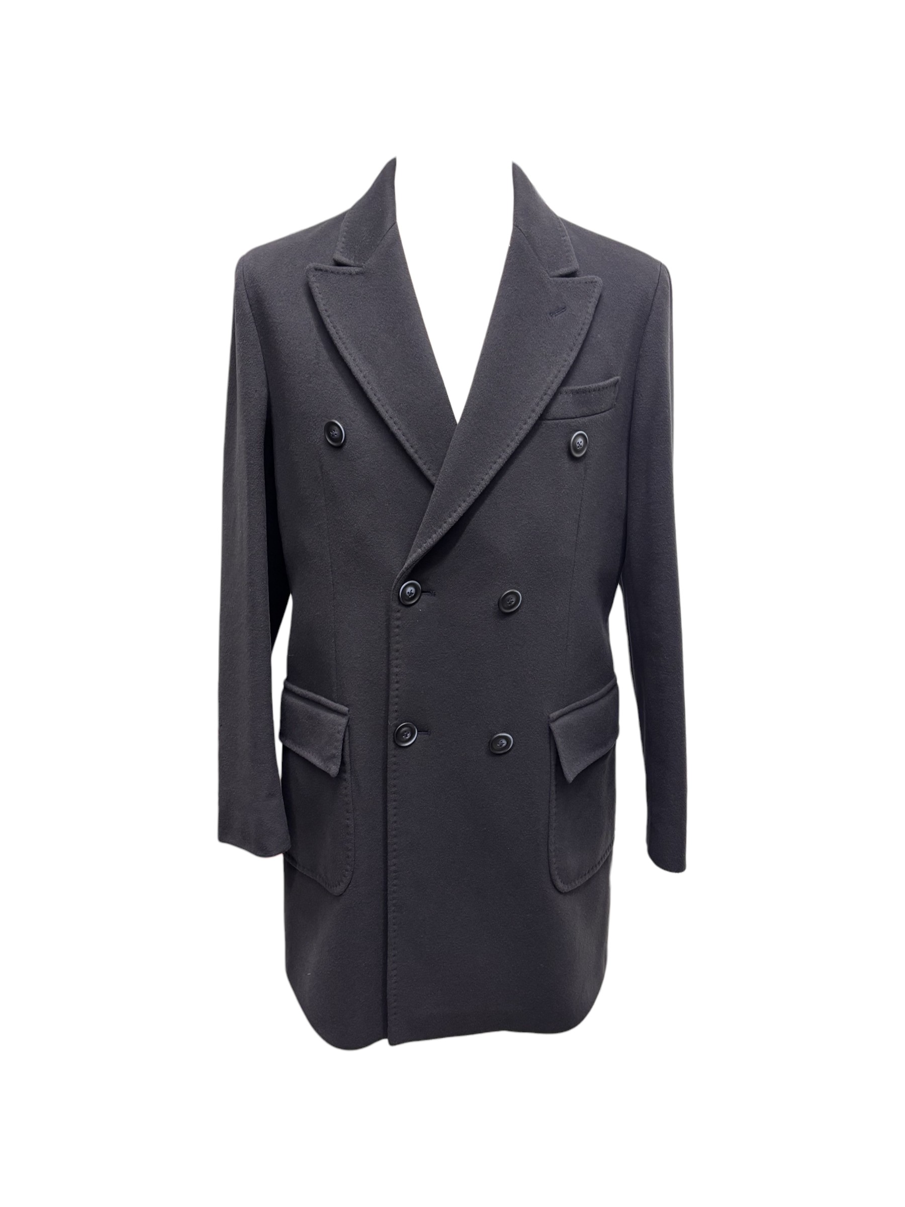Scarano - Cappotto doppiopetto in lana e cashmere blu - 50