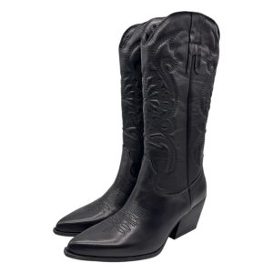 Pernille Paris - Stivali texani in pelle nera donna