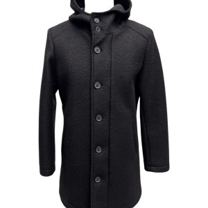 Mentore - Cappotto nero in lana cotta - L
