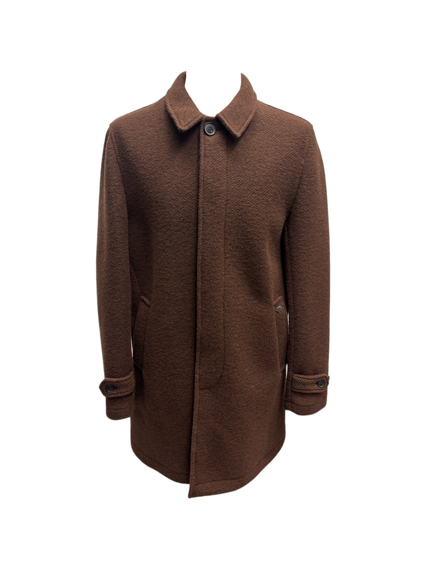 Mentore - Cappotto cioccolato in lana cotta - XL