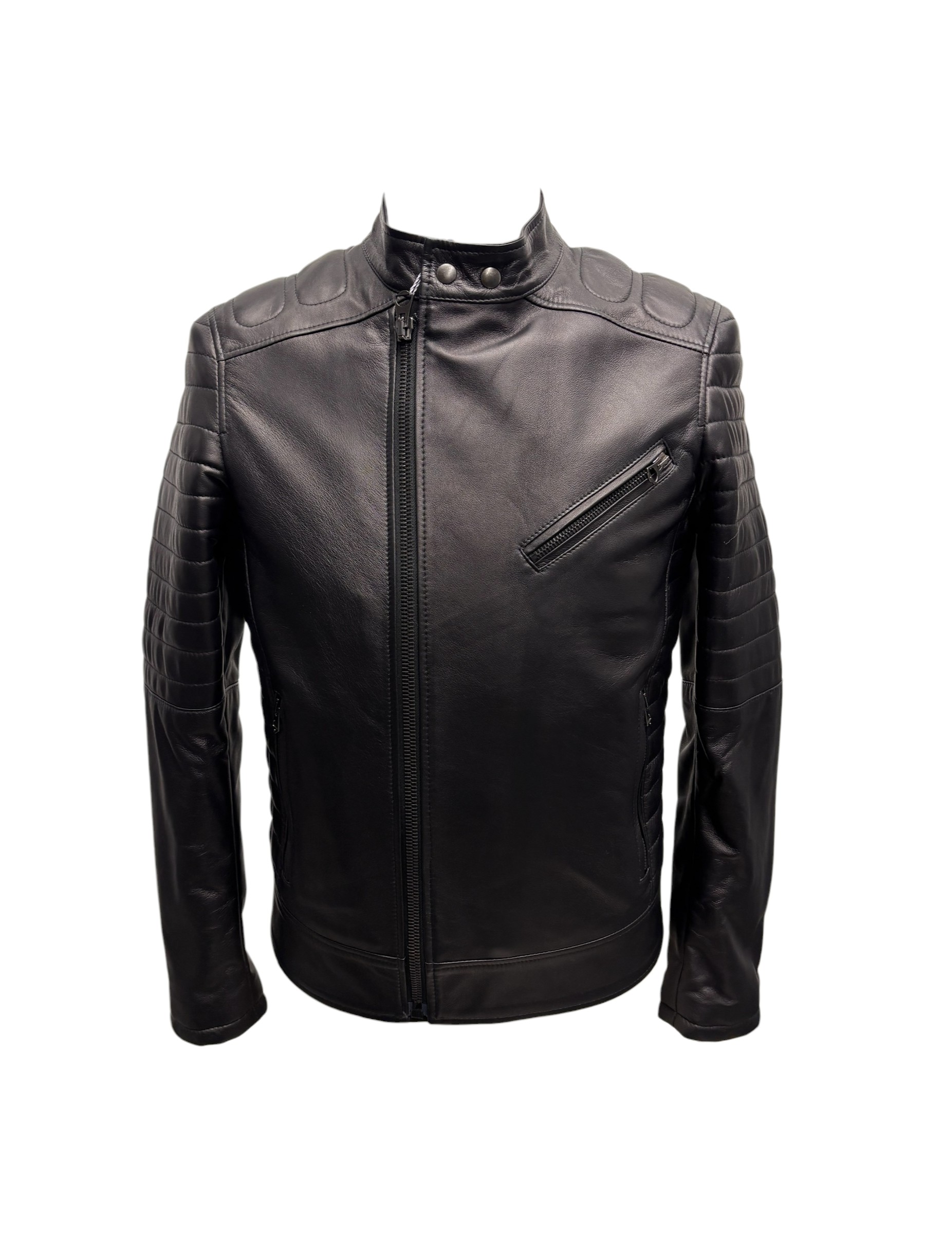 Skin Cover - Giubbino nero in pelle uomo - 48