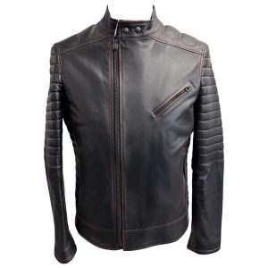 Skin Cover - Giubbino in pelle nera tamponata uomo - 50