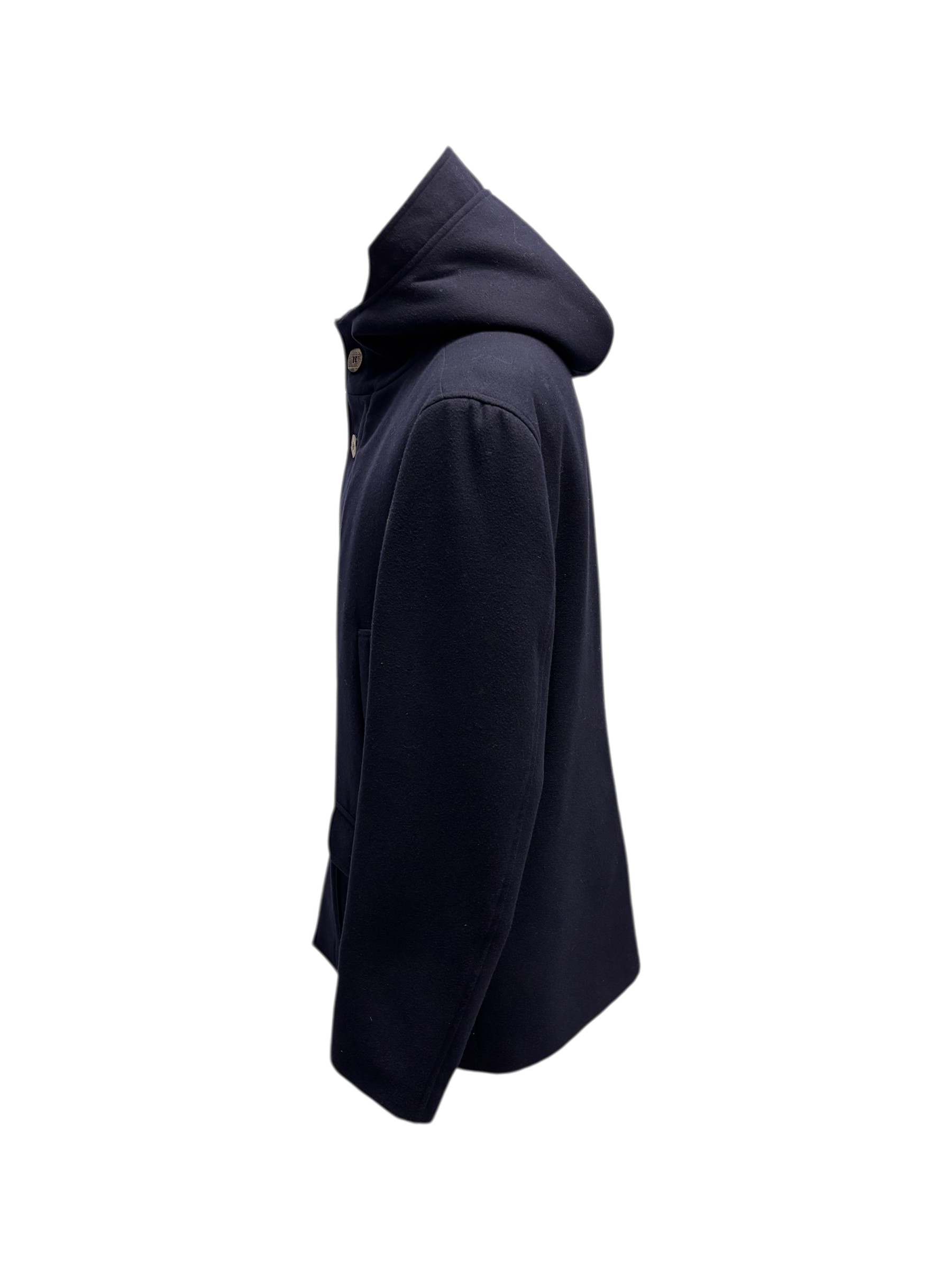 Carlo Carnevale - Cappotto blu navy con cappuccio modello Paride - 54 - immagine 2