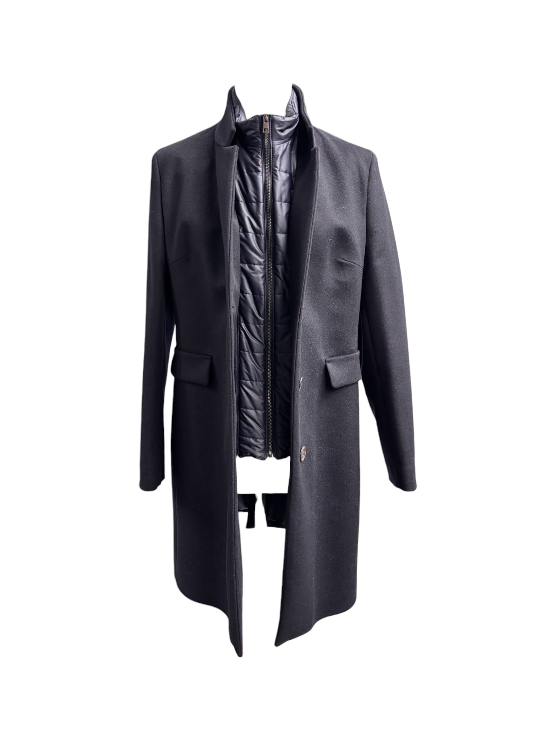 Federica Garoni - Cappotto blu con pettorina in lana e cashmere modello Tulipano - 46 - immagine 2