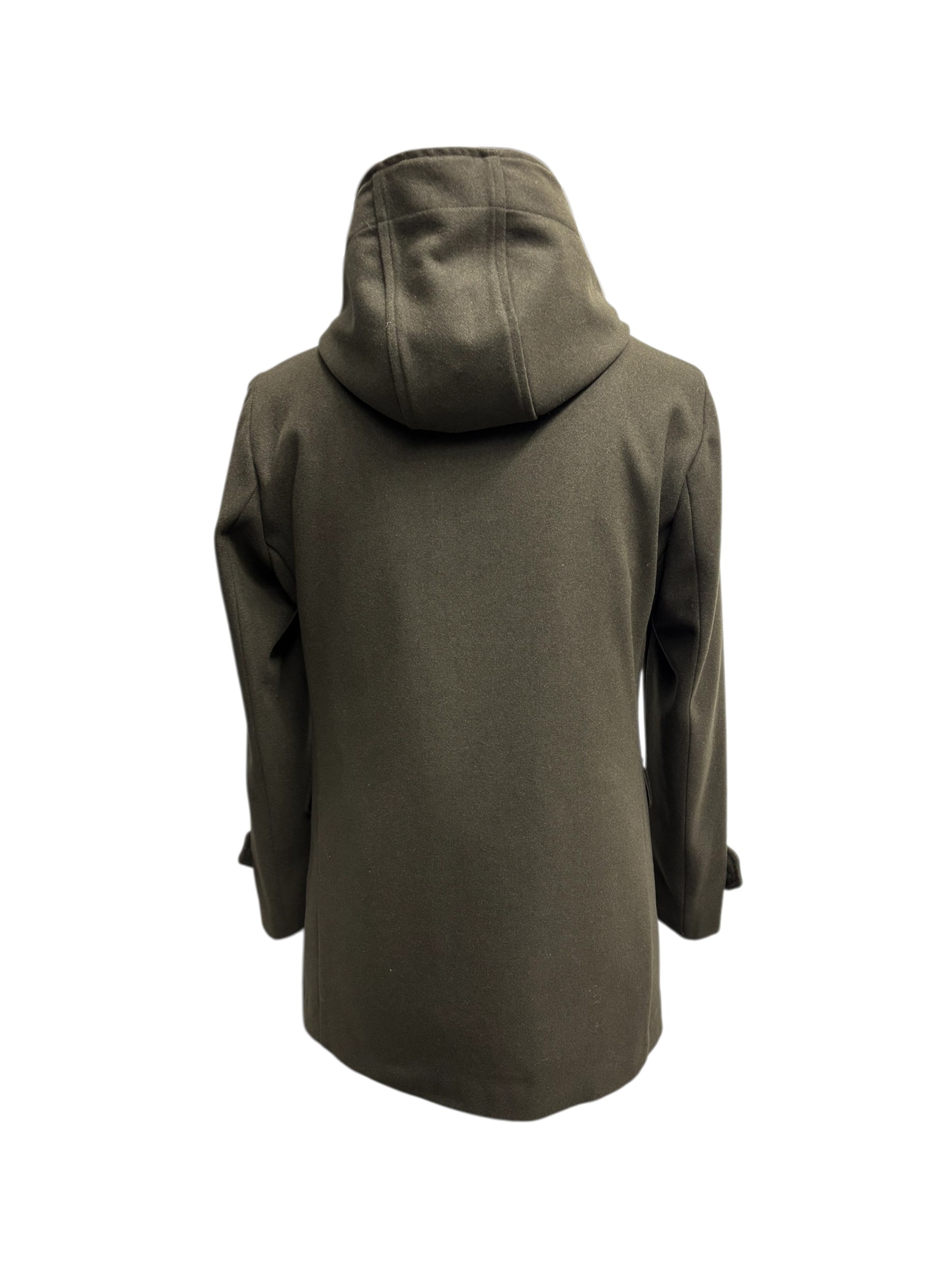 RPL - Cappotto con cappuccio verde militare 100% lana uomo - immagine 3