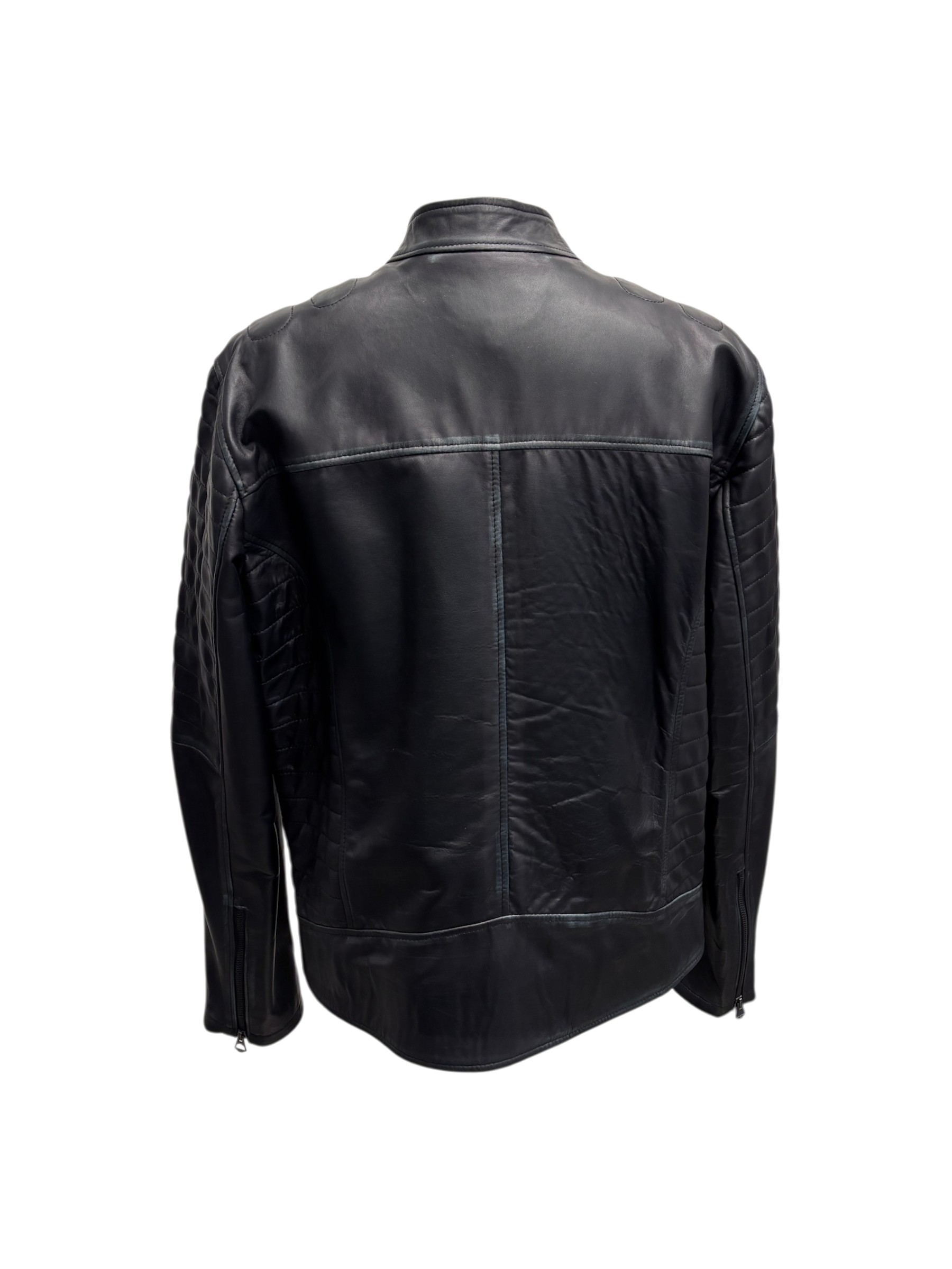 Raphael - Giubbino in pelle blu tamponata uomo - immagine 3