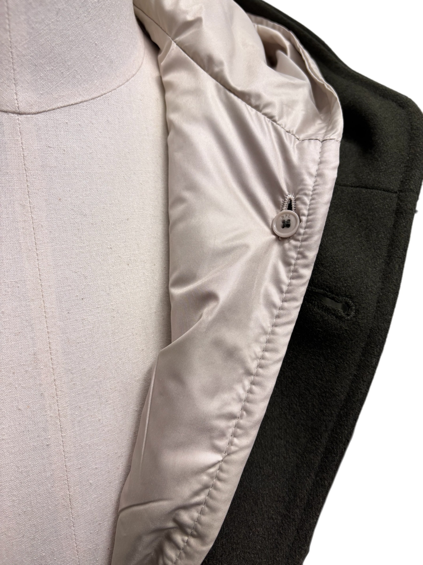RPL - Cappotto con cappuccio verde militare 100% lana uomo - immagine 4