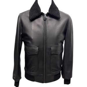 Raphael - Giubbino in pelle nera uomo modello Aviatore