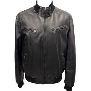 Skin Cover - Bomber in pelle nera uomo