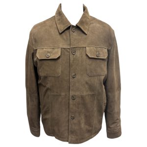 Talenti - Giacca in pelle scamosciata verde militare uomo