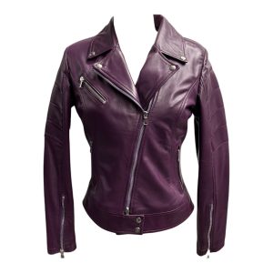Raphael - Giubbino in pelle viola donna modello Chiodo - 42