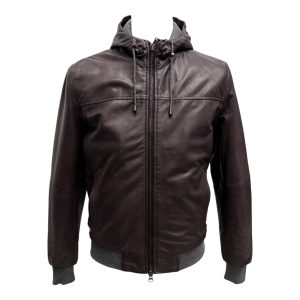 Talenti - Bomber in pelle testa di moro uomo con cappuccio - 50