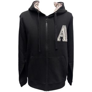 Aquascutum London - Felpa nera con Cappuccio Full-Zip uomo