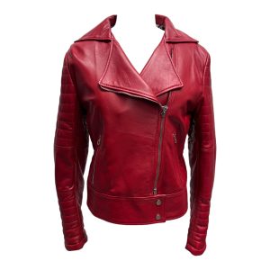 Raphael - Giubbino in pelle rossa donna modello Chiodo - 46